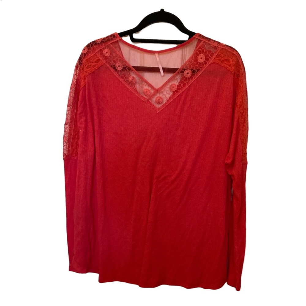 Free People Long Sleeve Shirt with Lace Accent